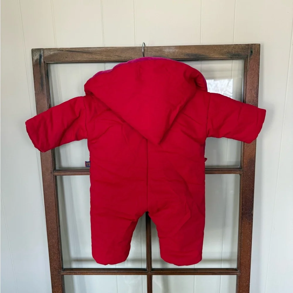 Kenzo Jungle Rare Vintage 80s 90s Red Infant Snowsuit w/ Pink Hood & Lining - 9M
